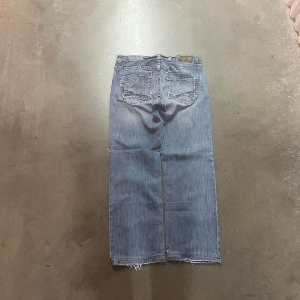Bke Trent men's light wash distressed loose‎ fit jeans Y2K thick stitched 33